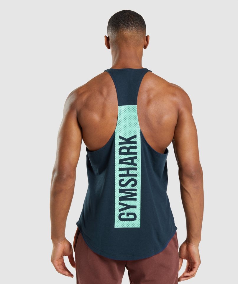 Podkoszulki Gymshark Bold Stringer Męskie Granatowe | PL 938AQR